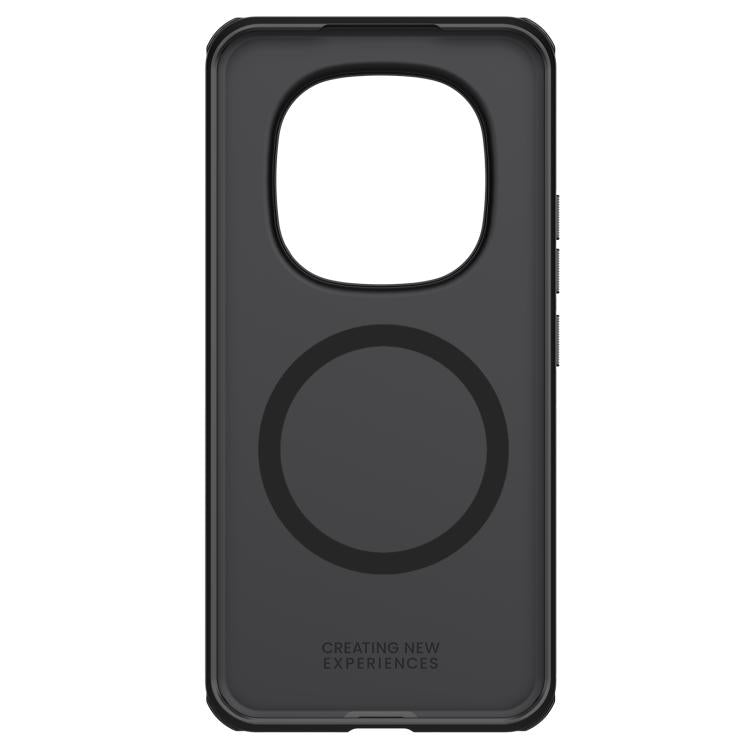 Black phone case back with circular magnetic area and camera bezel opening
