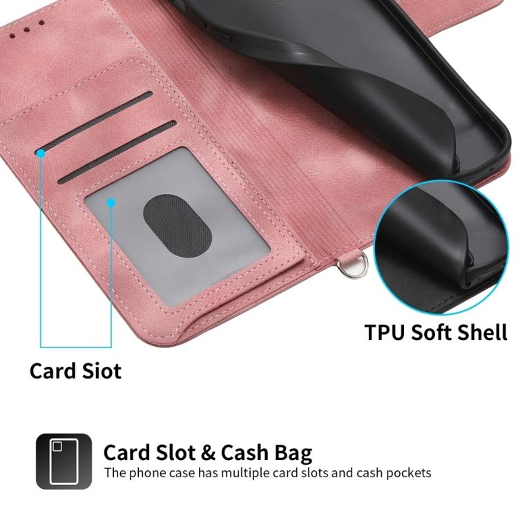 Pink leather phone wallet case interior with card slot and protective shell