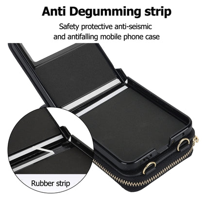 Rhombic Texture Card Bag Phone Case with Dual Lanyard, For Motorola Razr 40