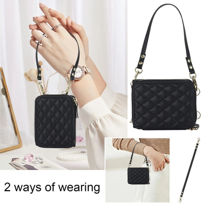 Rhombic Texture Card Bag Phone Case with Dual Lanyard, For Motorola Razr 40