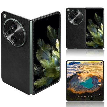 Litchi-texture back phone case, black with camera cutout for foldable phone