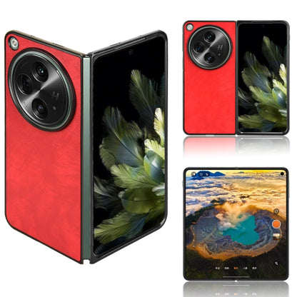 Litchi-texture back phone case, red with camera cutout for foldable phone