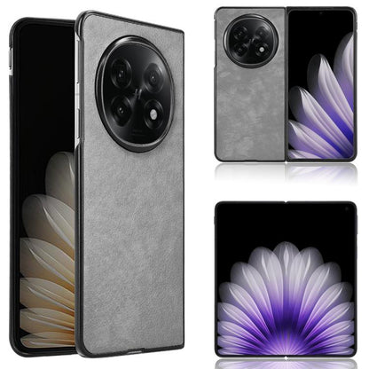 Litchi-texture back phone case, light gray with rounded camera module cutout