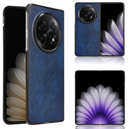 Litchi-texture back phone case, blue with raised camera cutout and textured finish