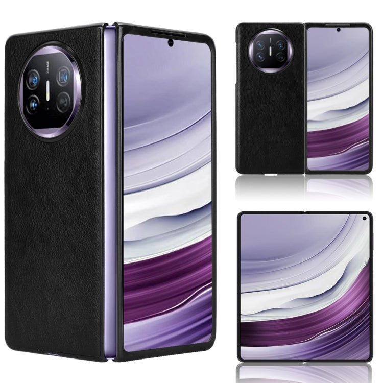 Black litchi-texture folding phone case with camera cutout and protective side panels