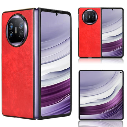 Red litchi-texture folding phone case with camera cutout and protective side panels