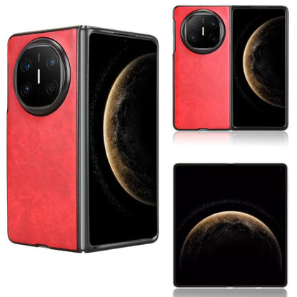 Litchi-texture flip phone case, red, shown with case open and closed views.