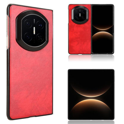 Litchi-textured phone case with camera cutout, red back cover.