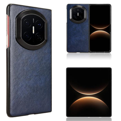 Litchi-textured phone case with camera cutout, blue back cover.