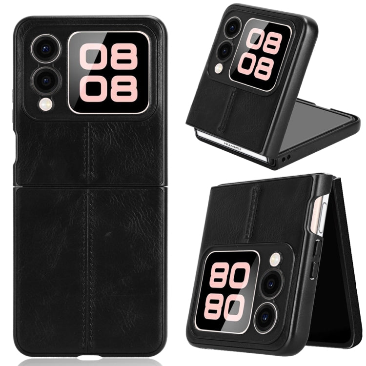 Foldable leather-style phone case with black textured cover and “08” graphic on front