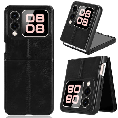 Foldable leather-style phone case with black textured cover and “08” graphic on front