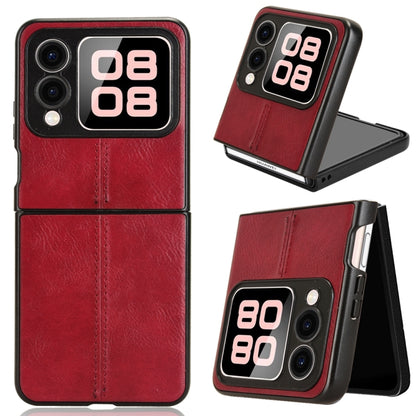 Foldable leather-style phone case with red textured cover and “08” graphic on front