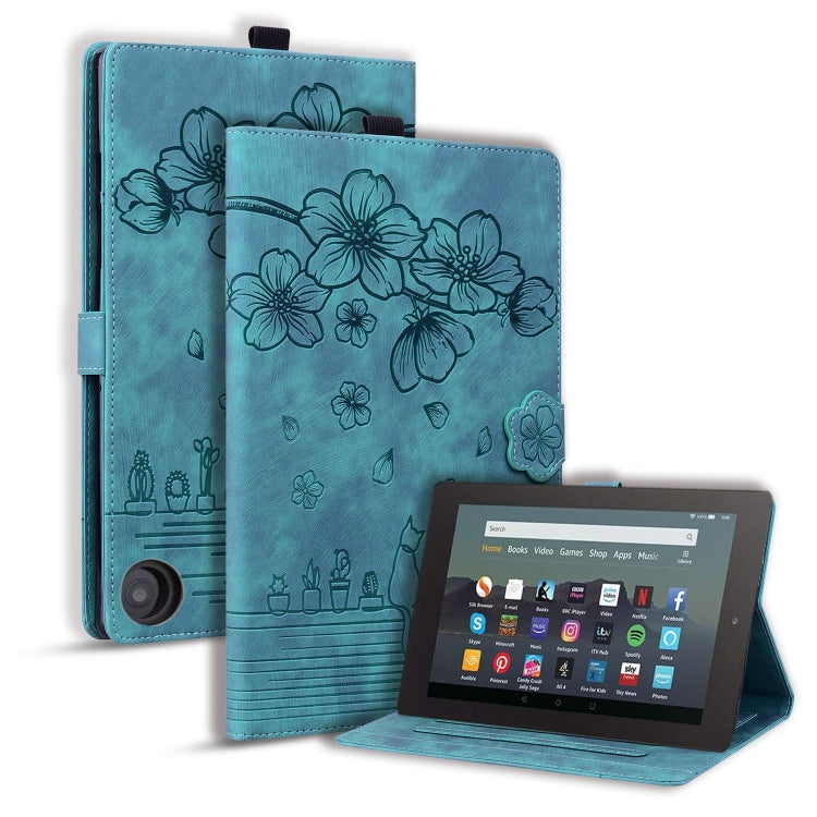 Cartoon Sakura Cat Embossed Smart Leather Tablet Case, For Amazon Kindle Scribe 10.2 2022, For Amazon Kindle 6.0 11th 2022, For Amazon Fire HD10 /HD10 Plus 2021