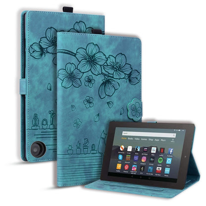 Cartoon Sakura Cat Embossed Smart Leather Tablet Case, For Amazon Kindle Scribe 10.2 2022, For Amazon Kindle 6.0 11th 2022, For Amazon Fire HD10 /HD10 Plus 2021