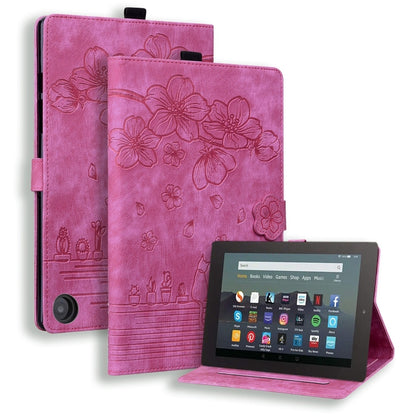Cartoon Sakura Cat Embossed Smart Leather Tablet Case, For Amazon Kindle Scribe 10.2 2022, For Amazon Kindle 6.0 11th 2022, For Amazon Fire HD10 /HD10 Plus 2021