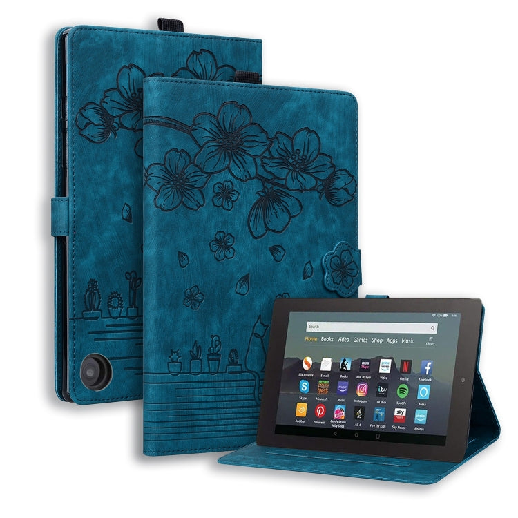 Cartoon Sakura Cat Embossed Smart Leather Tablet Case, For Amazon Kindle Scribe 10.2 2022, For Amazon Kindle 6.0 11th 2022, For Amazon Fire HD10 /HD10 Plus 2021