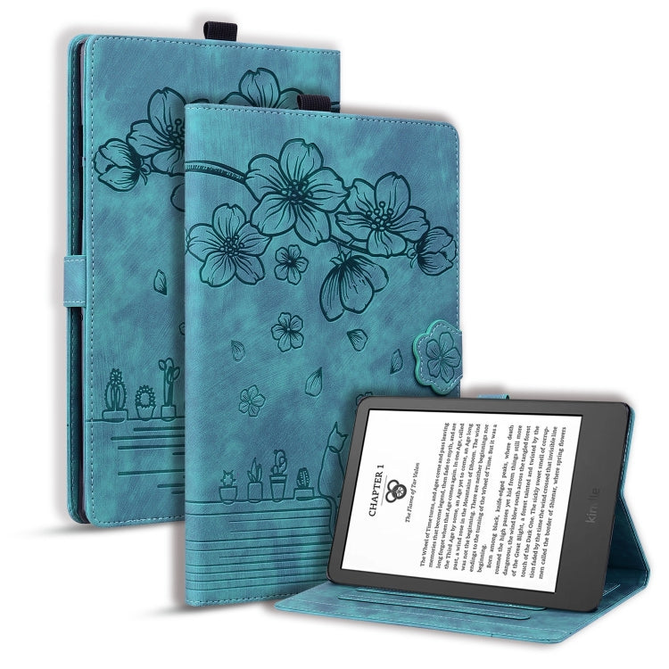 Cartoon Sakura Cat Embossed Smart Leather Tablet Case, For Amazon Kindle Scribe 10.2 2022, For Amazon Kindle 6.0 11th 2022, For Amazon Fire HD10 /HD10 Plus 2021