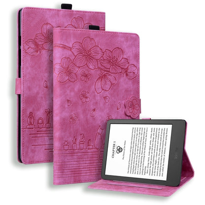 Cartoon Sakura Cat Embossed Smart Leather Tablet Case, For Amazon Kindle Scribe 10.2 2022, For Amazon Kindle 6.0 11th 2022, For Amazon Fire HD10 /HD10 Plus 2021