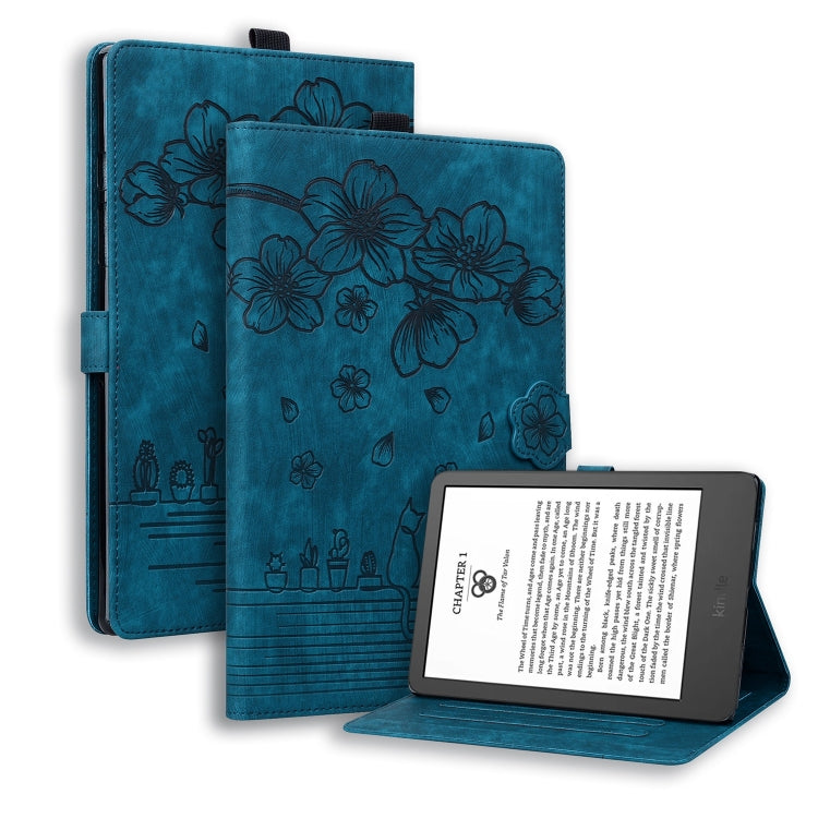 Cartoon Sakura Cat Embossed Smart Leather Tablet Case, For Amazon Kindle Scribe 10.2 2022, For Amazon Kindle 6.0 11th 2022, For Amazon Fire HD10 /HD10 Plus 2021