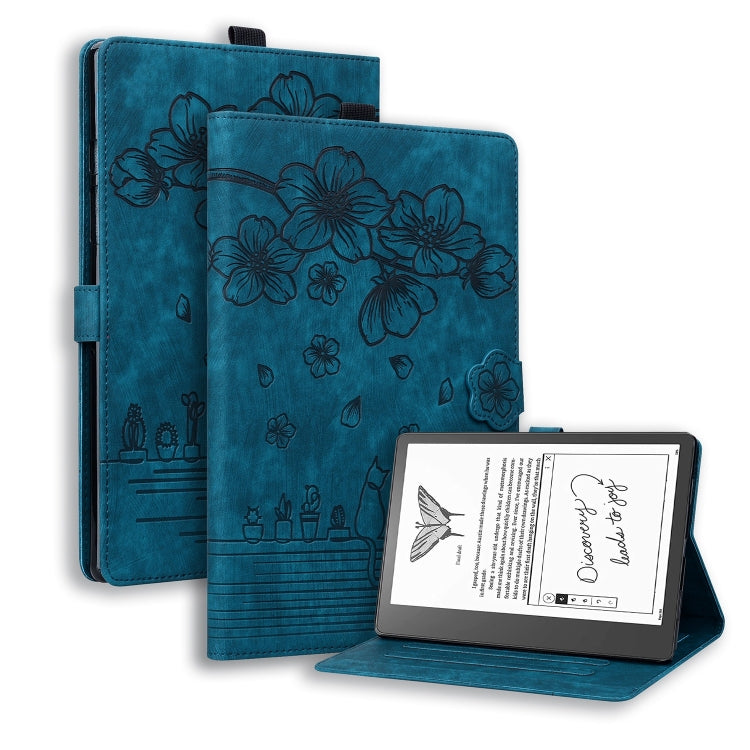 Cartoon Sakura Cat Embossed Smart Leather Tablet Case, For Amazon Kindle Scribe 10.2 2022, For Amazon Kindle 6.0 11th 2022, For Amazon Fire HD10 /HD10 Plus 2021