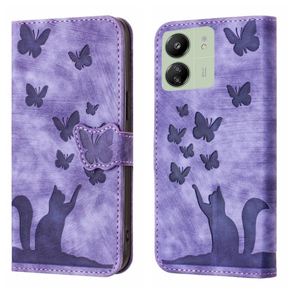 Purple butterfly cat flip phone case with front view and butterfly pattern
