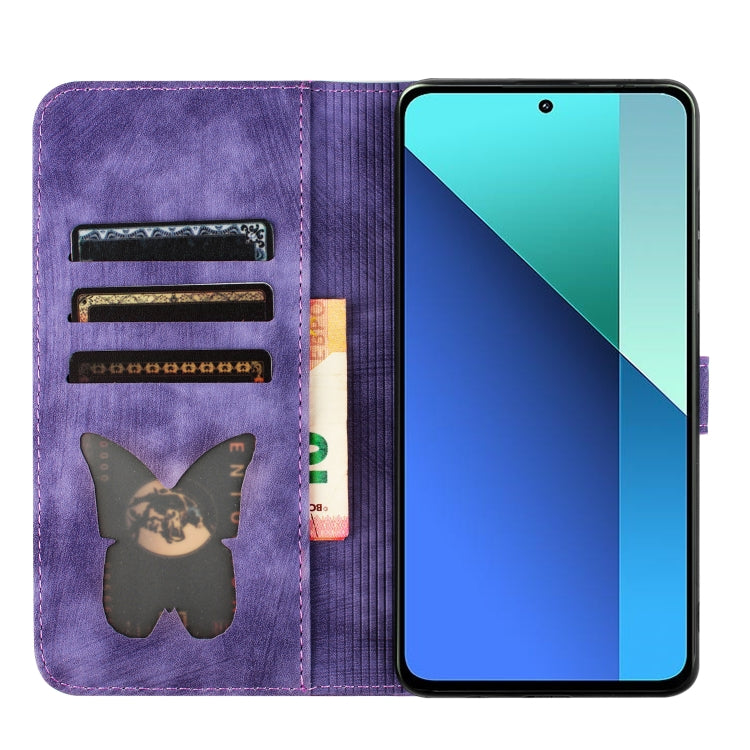 Purple flip leather phone case interior with card slots and butterfly cat emblem