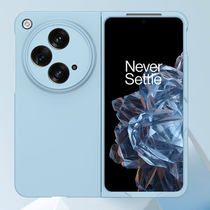 Light blue PC phone case with circular camera cutout and side buttons