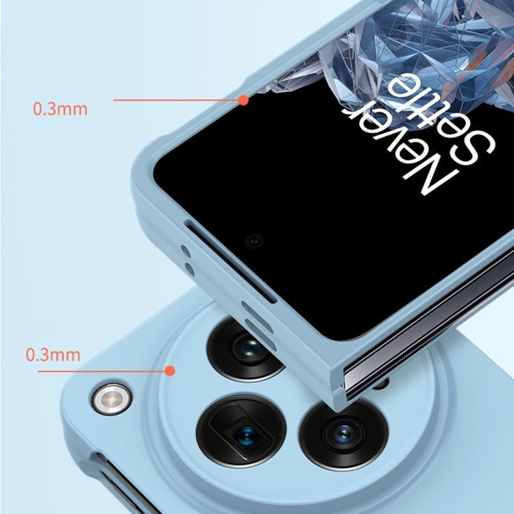 Light blue phone case with camera cutout and raised edge protection