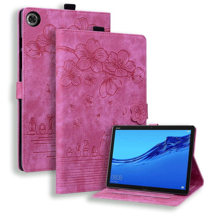 Pink floral embossed tablet folio case with stand and camera cutout
