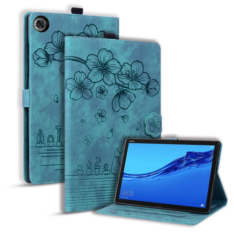 Teal floral embossed tablet folio case with stand and camera cutout