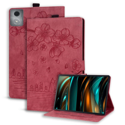 Rose pink folio tablet case with floral embossed design and front kickstand support.