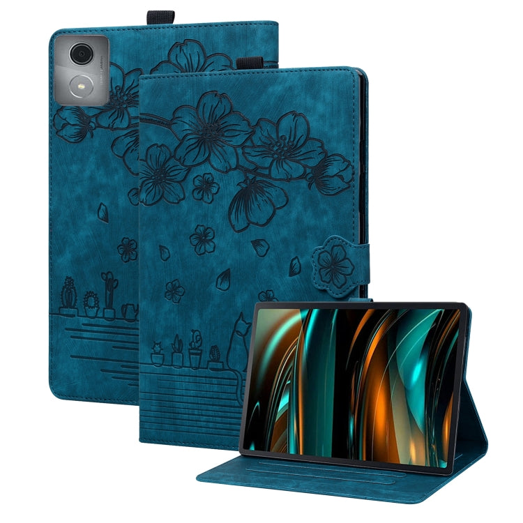 Dark teal folio tablet case with floral embossed design and front kickstand support.
