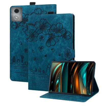 Dark teal folio tablet case with floral embossed design and front kickstand support.