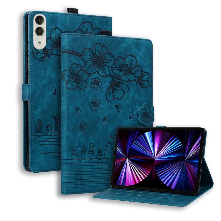 Teal embossed floral tablet case with folio stand and screen viewing angle