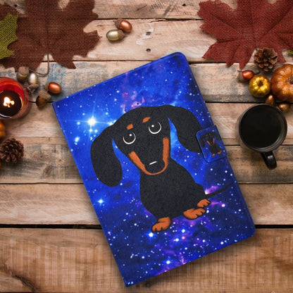 Blue dog TPU flip tablet case with card holder, front cover shown
