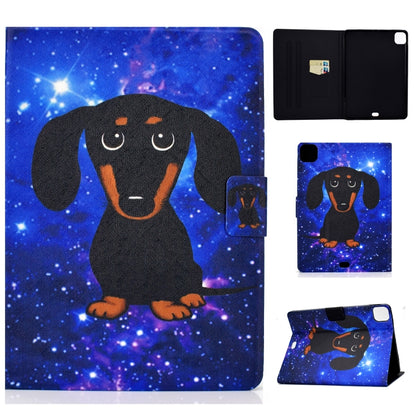 Space dachshund print folio case with card slot and sleep/wake function for tablet