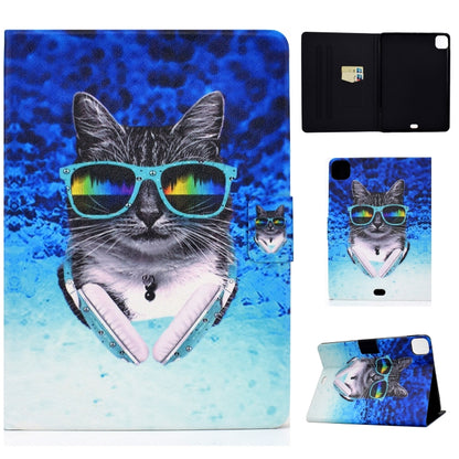 Cat with sunglasses print folio case with card slot and sleep/wake function for tablet