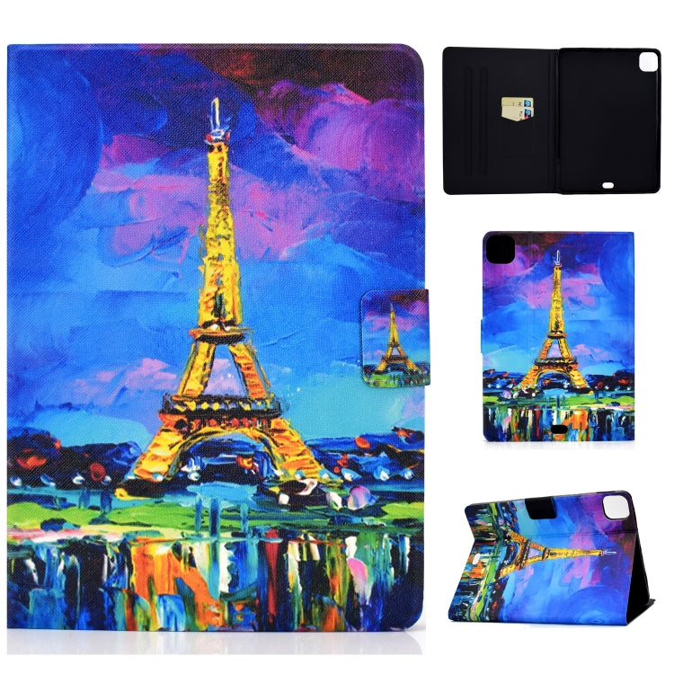 Eiffel Tower painting folio case with card slot and sleep/wake function for tablet