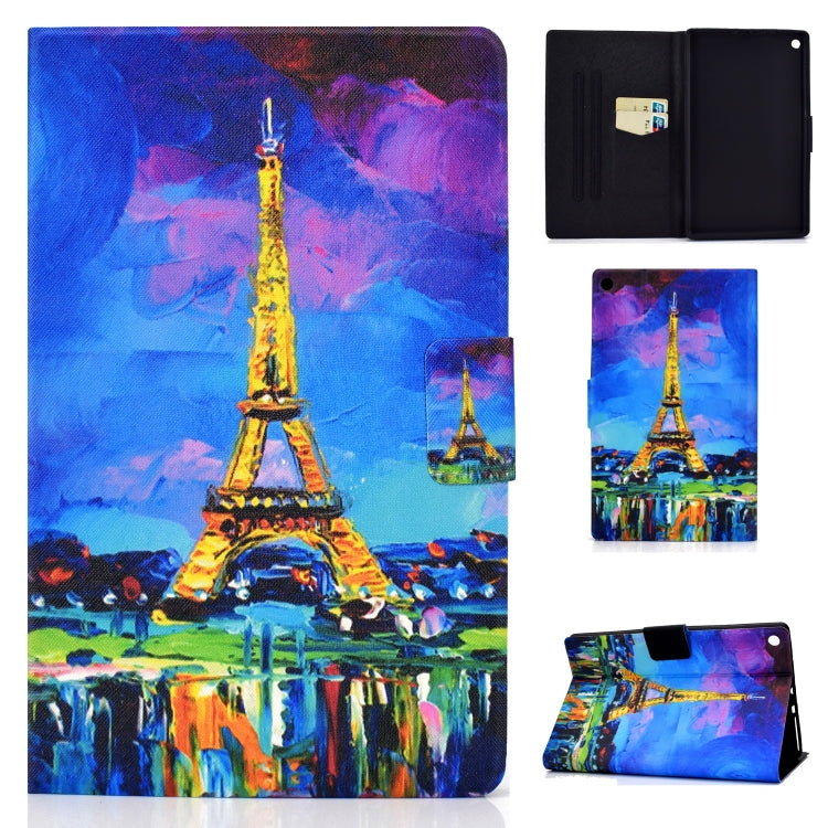 Eiffel Tower cityscape horizontal flip tablet case with card slot and sleep/wake