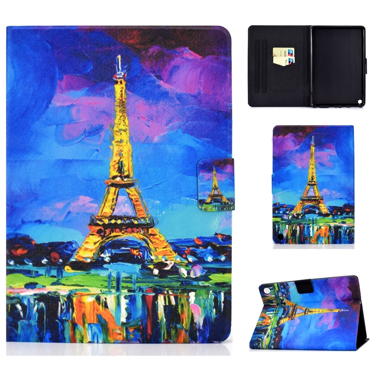 Eiffel Tower cityscape horizontal flip tablet case with card slot and sleep/wake