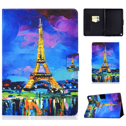 Eiffel Tower cityscape horizontal flip tablet case with card slot and sleep/wake