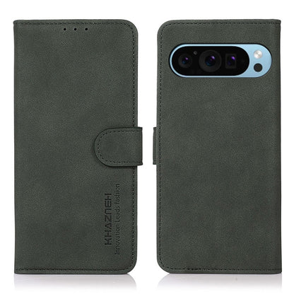 Matte texture leather phone case with folio flap and strap closure, green