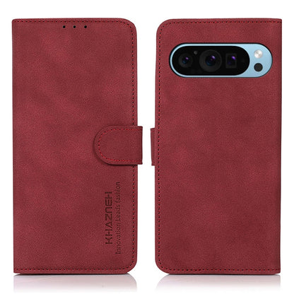 Matte texture leather phone case with folio flap and strap closure, red