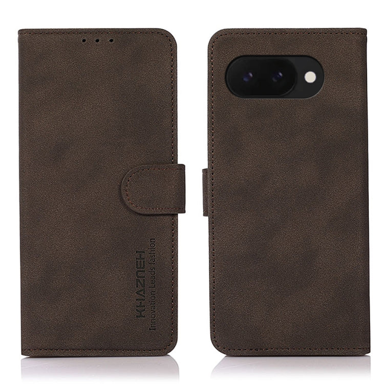 Matte leather folio phone case, brown with flip strap and single-lens camera cutout