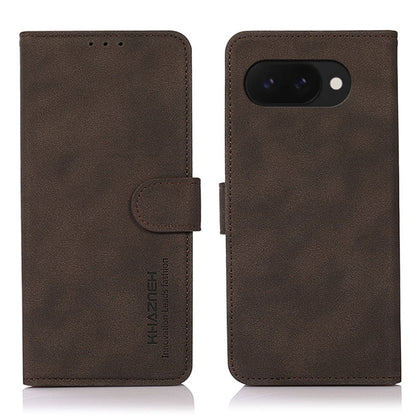 Matte leather folio phone case, brown with flip strap and single-lens camera cutout