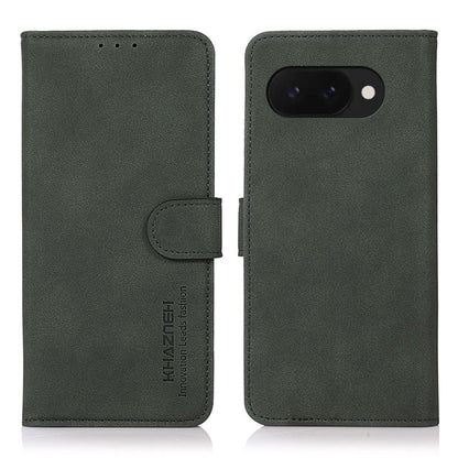 Matte leather folio phone case, green with flip strap and triple-lens camera cutout