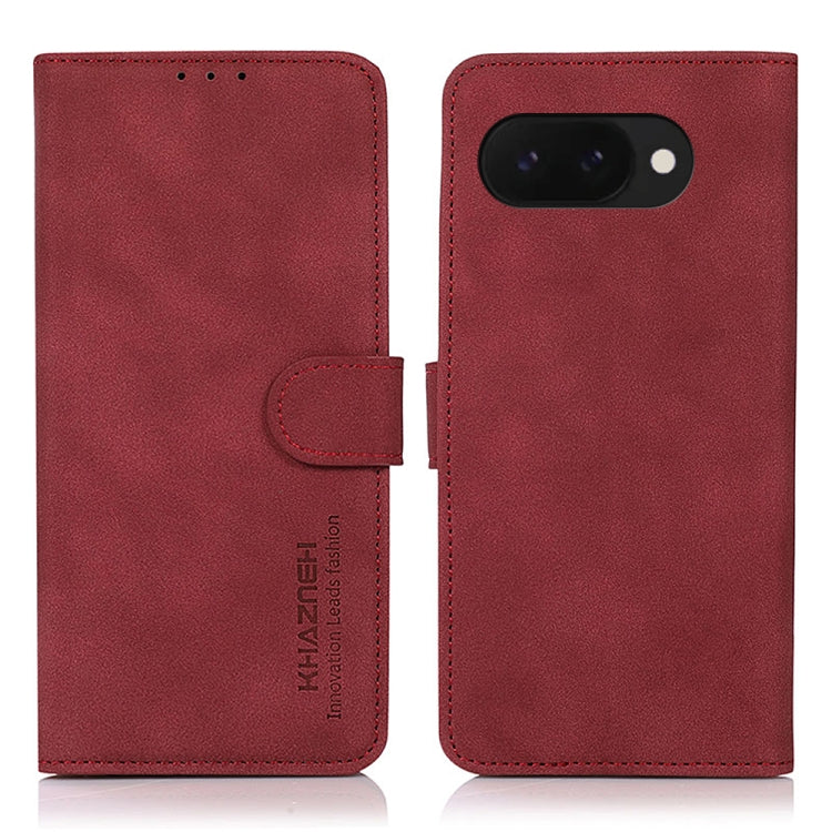 Matte leather folio phone case, red with flip strap and triple-lens camera cutout
