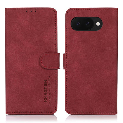 Matte leather folio phone case, red with flip strap and triple-lens camera cutout
