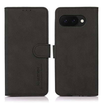 Matte leather folio phone case, dark with flip strap and triple-lens camera cutout
