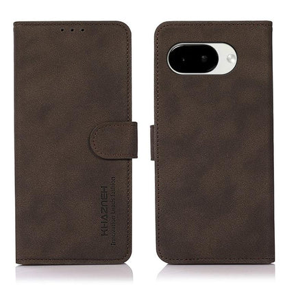 Matte texture leather flip phone case with magnetic strap and camera cutout, brown